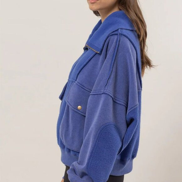 NWT Hyfve Mineral Washed French Terry Sweatshirt In Blue - Picture 5 of 6